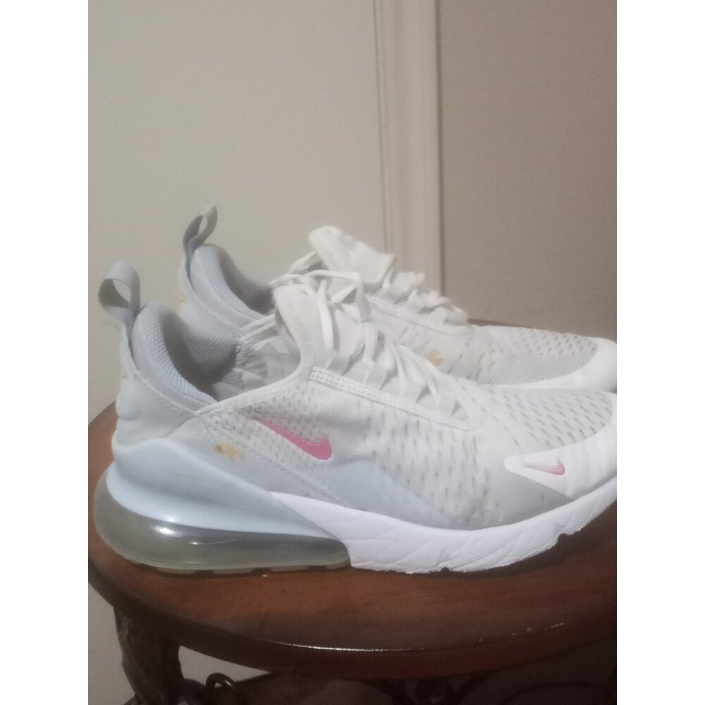 Nike Women's White Athletic Sneakers with Pink Swoosh